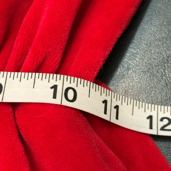 Vintage L.L. Bean Red Velour Long Sleeve Midi Dress Small Petite - Picture 11 of 15